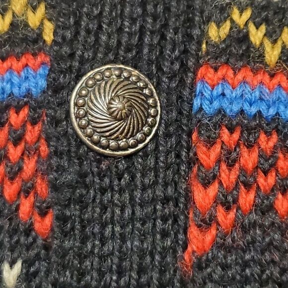 Vintage Handmade Wool Blend? Fair Isle Knit Cottagecore Button Cardigan Sweater - Picture 7 of 9